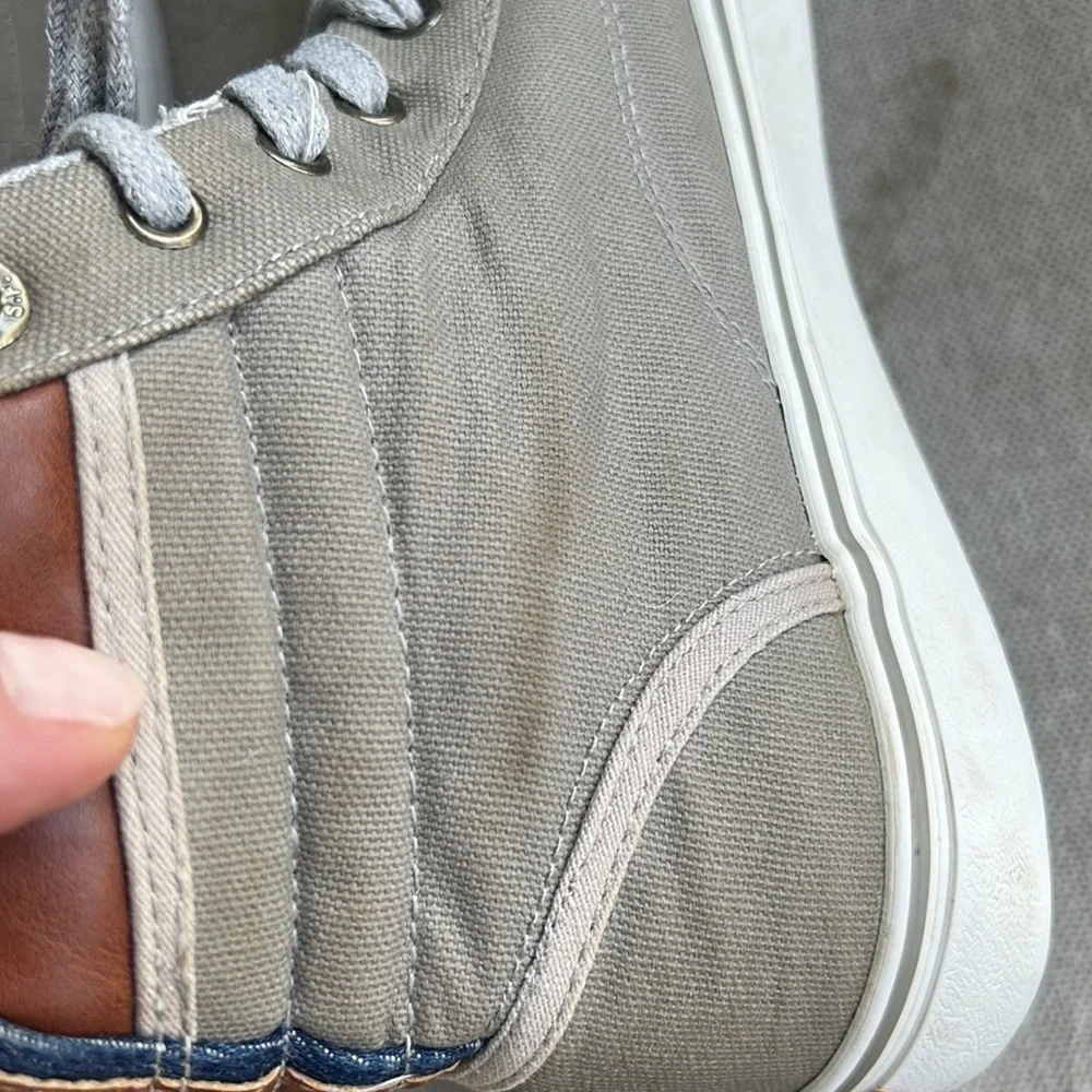 Levi’s Gray Brown Canvas High Top Sneakers Lace Up Casual Streetwear‎ Men’s 8.5